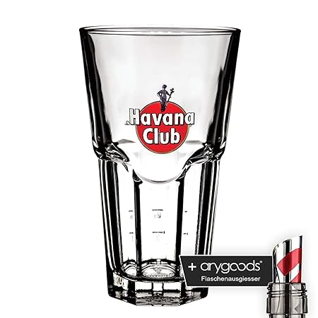 Havana Club 0,3l Glas/Gläser, Cocktailglas, Markenglas, Longdrinkglas NEU + anygoods Flaschenausgiesser