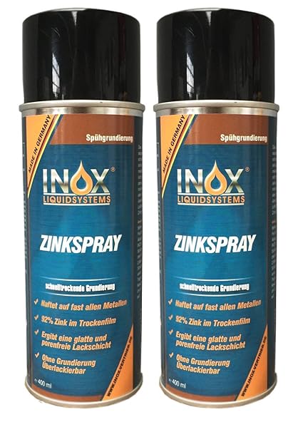INOX® Zinkspray, Korrosionsschutz-Grundierung für alle Metalle - 2 x 400 ml