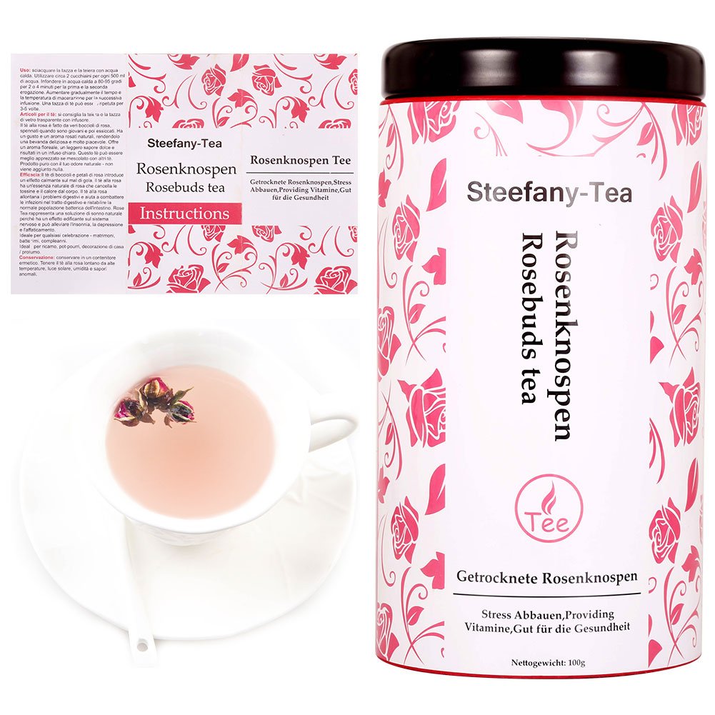 Tè Alla Rosa, Petali di Rosa, Blooming Rose, Tè Boccioli di Rosa, Tè Boccioli di Rosa, Boccioli di Rosa Essiccati, Fornitura di Vitamine, Buono Per La Salute (100g)