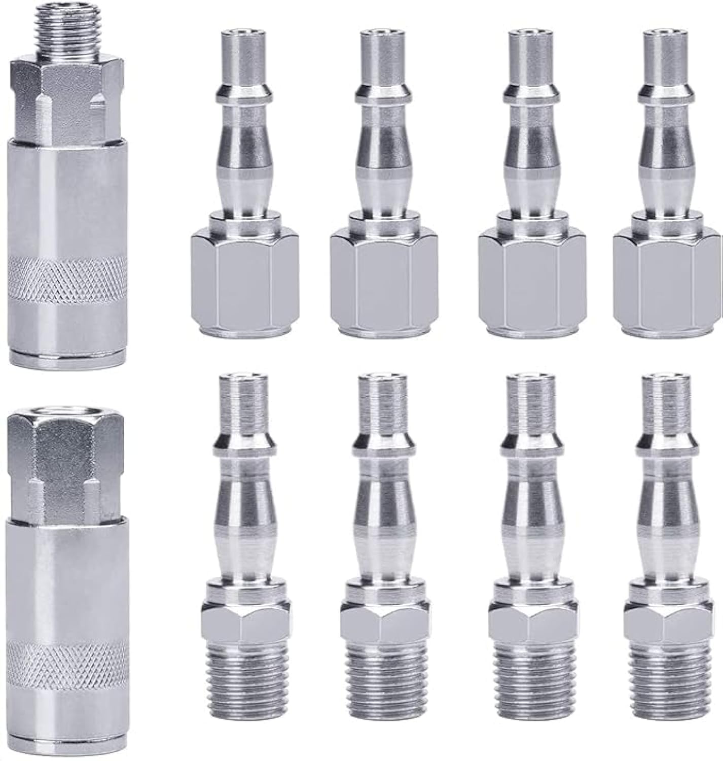 Sukudon 10 Pcs 1/4" BSP Air Line Hose Compressor Fitting Air Coupler and Plug Kit Couplings Connector Male Female