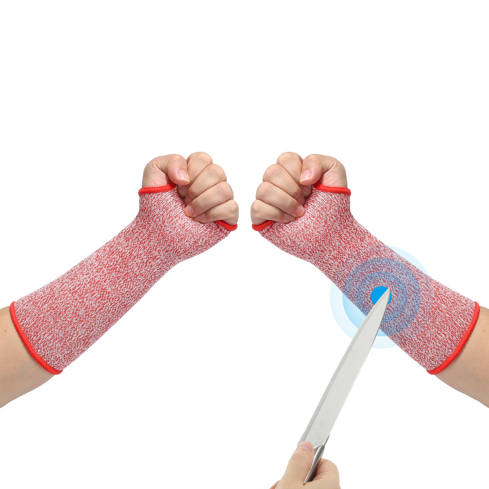 PATIKIL 10 Inch Cut Resistant Sleeve, Arm Safety Protectors Sleeves with Thumb Hole Level 5 Protection Forearm Guard Sleeves for Thin Skin and Bruising, XS, Red — image 1