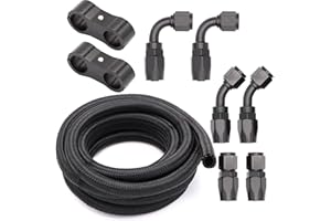 Taukealugs 6AN Fuel Line Fittings Kit with Nylon Braided 3/8-inch 10 ft CPE Fuel Oil Hose - Not for PTFE E85