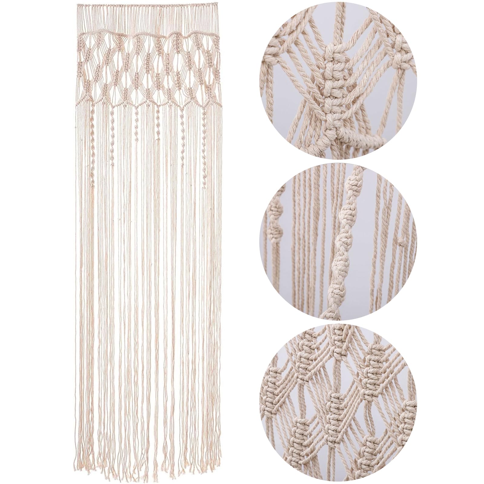 ANBOO Macrame Wall Hanging Boho Decoration Handmade Woven Tapestry Boho Macrame Curtain Door for Wedding Background Window Curtains, 203 cm (L) x 74 cm (W)
