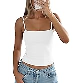 Darong Women's Tank Tops with Built-in Bra Spaghetti Straps Crop Tank Top Summer Y2K Going Out Sleeveless Cami Shirt