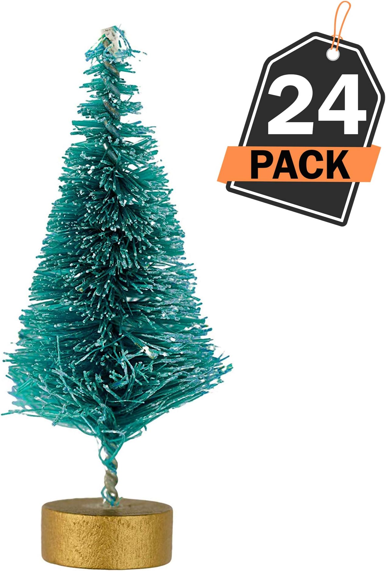 Kompanion 24 Piece Mini Christmas Tree Set, Winter Wonderland Theme Decoration, Christmas Ornaments, Holiday Cake Toppers