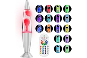 13.5 Inch Liquid Motion Lamp with Remote Control - White Wax and Water (White)