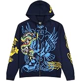 ED HARDY Men's Panther Bulldog Zip Hoodie in Midnight EHM1301-47