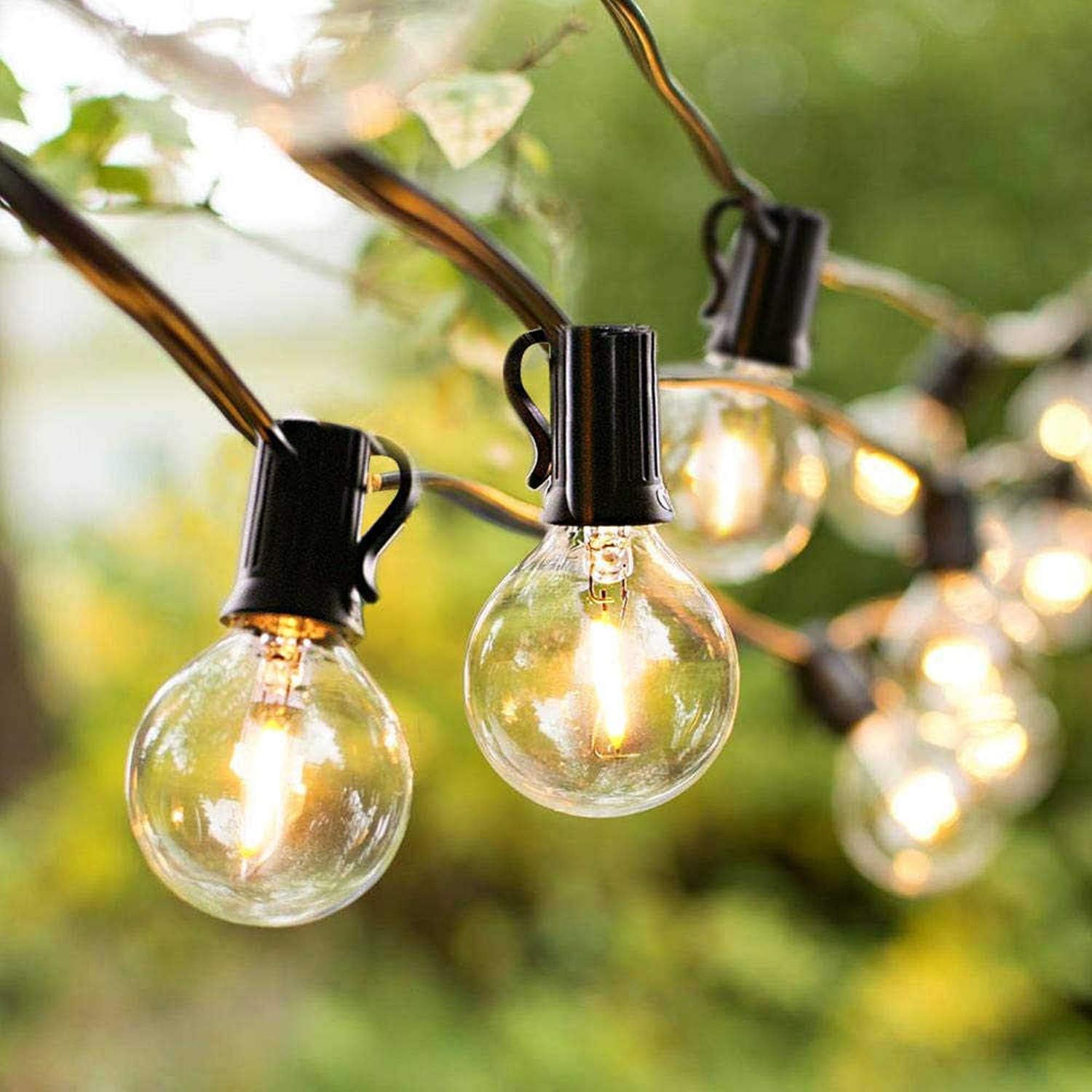 JMEXSUSS Outdoor String Lights 25ft G40 Patio Globe Lights with Edison Glass Bulbs, Waterproof Connectable Balcony Lights UL Listed Commercial Grade for Hanging Party Backyard Porch Decor, Black: Home & Kitchen