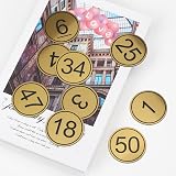 NanTun ABS Engraved 5cm Circular Table Numbers 1-25 Golden view 9