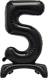 Unique Black Standing Number 5 Foil Balloon 30 Inch Packaged