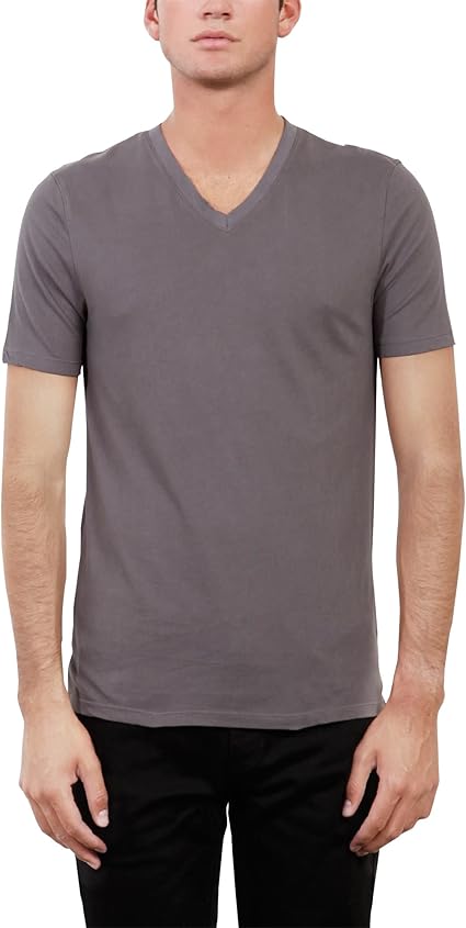 Amazon スリードッツ Three Dots メンズ Vネック 半袖 Tシャツ Newyorkgray Mサイズ Bo1v646 Tシャツ カットソー 通販