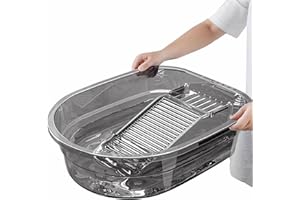 VEMJO Portable Washboard Basin & All-in-One Laundry Basin Set - Heavy-Duty Wash Board for Hand Washing Clothes | Built-in Scrub Surface, washboard hand washing clothes for Camping, RV, Emergency Use