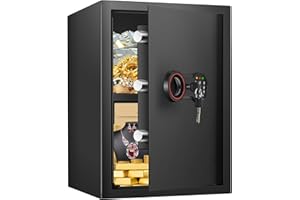 BUKUMO [19.7" Tall] Large Home Safe Box, Anti-theft Fireproof Safes with Programmable Keypad, Spare Keys and Removable Shelf, Digital Security Safe for Home Money Firearm Documents Medicines