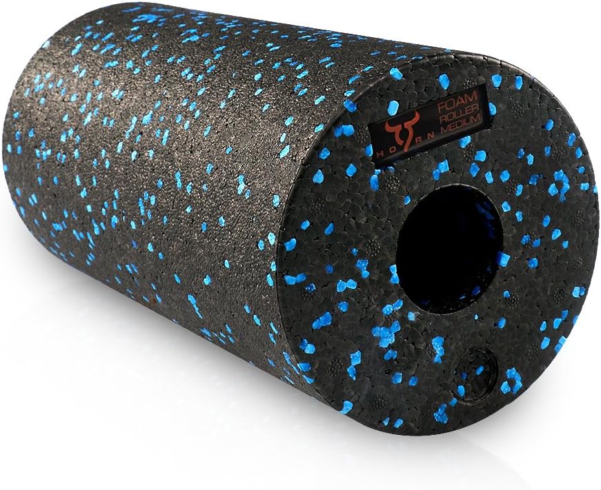 9HORN Foam Roller 1 Foot / 12 Inch High Density Trigger Point Deep-Tissue Muscle Massage, Myofascial Release & Therapy in Black