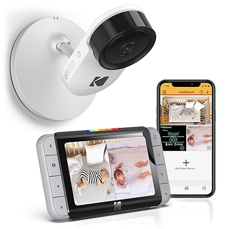 Kodak Cherish C520 Video Baby Monitor 5 HD Screen and Mobile App, Hi-res Camera, Remote