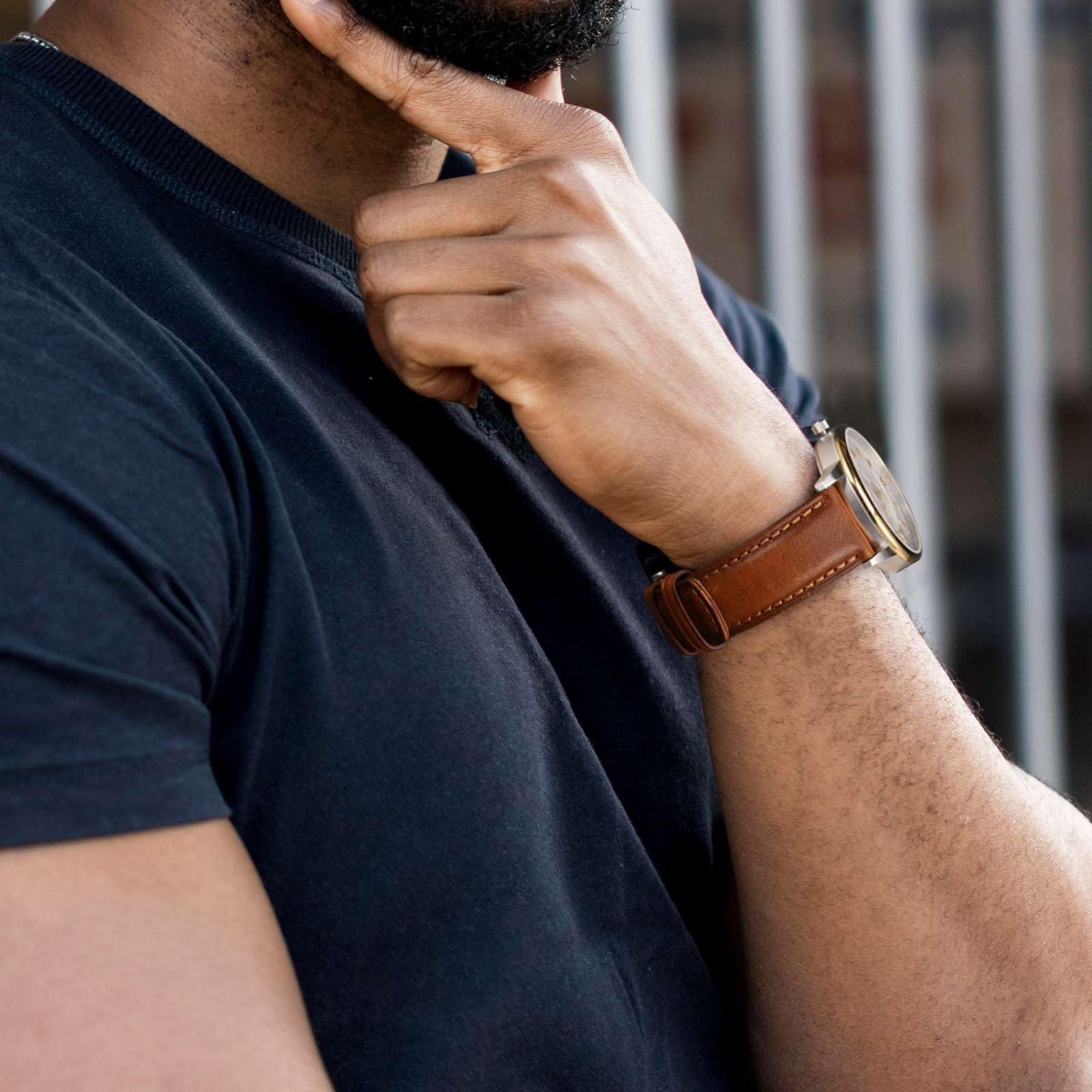 WOCCI Quick Release Watch Band, Distressed Genuine Leather, Stainless Steel Buckle, Strap Width 18mm 19mm 20mm 22mm 24mm