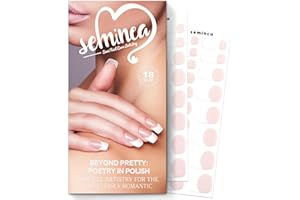 SEMINCA Semi Cured Gel Nail Strips-Semi-Cured Gel Nail Stickers French Tip Quick Press Ons for Busy Women Gym & Sauna Safe,Salon-Quality,Long Lasting Works with Any UV/LED Lamps(Basic French)