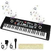 61 key keyboard Piano,Portable Electronic Digital Piano,Built In Dual Speakers,External Microphone,Power Plug,Rich Teaching Content,Multi-Functional Electronic Piano Suitable For Beginners kkek5