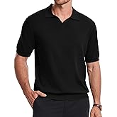JMIERR Mens Wool Blend Polo Shirts Short Sleeve V Neck Knit Summer Casual Polos