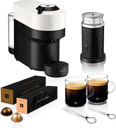 Nespresso Vertuo Pop White Barista Bundle with Milk Frother & Pods