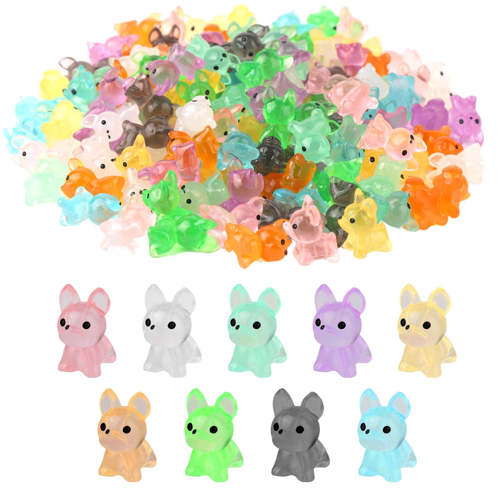 135pcs Luminous Mini Resin Dogs, Cute Miniature Dog Figures, Glow in the Dark Mini Resin Animals for Home, Miniature Landscape, Dollhouse, Cake Decoration