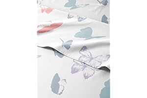 CGK UNLIMITED Kids Butterflies Twin 3 Piece Sheet Set - Boys, Girls, Teens, Toddler - Easy Fit Deep Pockets - Breathable, Hotel Quality Sheets - Machine Washable - Wrinkle Free - Cute, Cozy, Soft - CGK Linens