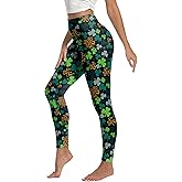 St Patricks Day Leggings for Women, Plus Size Leggings, Shamrock St Patricks Day Yoga Green Pants Bottoms Womens Blue