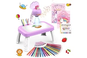Hoarosall Drawing Projector for Kids, Drawing Board Pad, Color Pens, Pencils, Crayons, Scrapbook etc,Tracing Projector, Ideal Toy for 3+ Year Old Girls (Mermaid Kit)