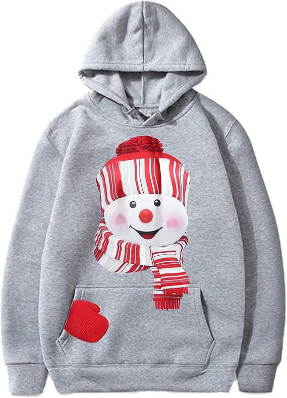 Amazon Jonnia レディース トップス プルオーバー クリスマス 雪だるま プリント パーカー 白 ゆったりカジュアル シンプル トレーナー 無地 長袖 おおきいサイズ アウターコート 秋冬 ユニセックス 男女兼用 カップル パーカー トレーナー パーカー 通販