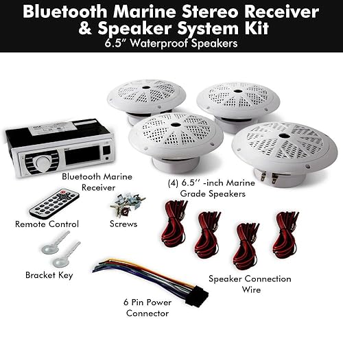 Bluetooth Stereo Marine Grade Stereo System Pyle PLCDBT75MRB