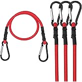 WORKPRO 24 Inch Bungee Cords with Hooks, 4 Pack Superior Rubber Heavy Duty Bungee Straps Strong Elastic Rope for Outdoor Tent, Luggage Rack, Camping, Cargo, RV, Bike, Transporting, Storage, Red