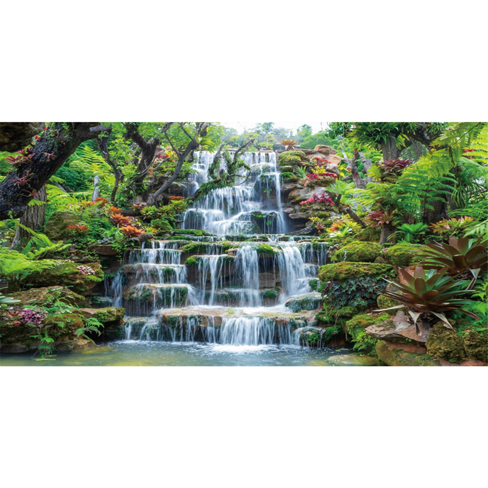 MIRRORANG 120x61cm Waterfall Aquarium Background Forest Park Green Tropical Plants Fish Tank Background Reptile Habitat Background Vinyl Background