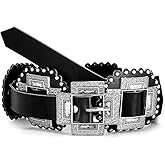 TRIWORKS Women Western Concho Leather Belt Cowgirl Boho Belt Chunky for Dresses Concert Festival