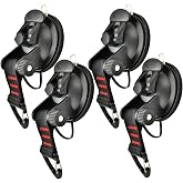 4 Pcs Heavy Duty Suction Cups Anchor with Security Hooks - Outdoor Strong Suction Cups Multipurpose Car Camping Accessories Suction Cup for Car Awning Boat Camping Trap Tie Down
