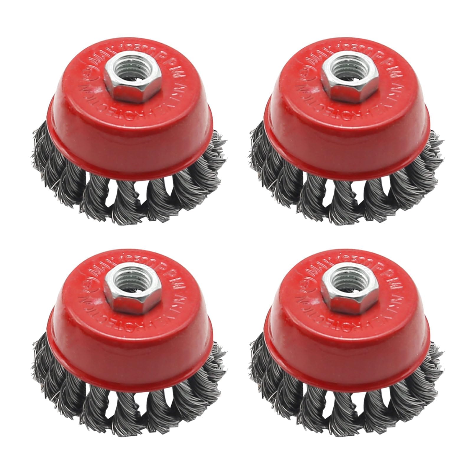 Hoypeyfiy 4pcs 75mm/2.95in Wire Brush Angle Grinder Twist Knot Wire Brush Set Kit for 115mm Sander Angle Grinder Ø M14