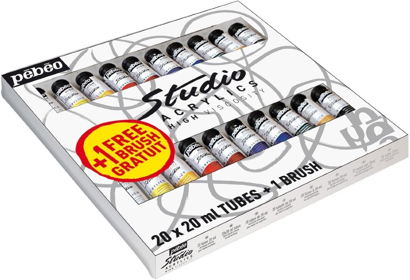 PEBEO Studio Acrylic 20 x 20 ml, APS833421, Multicolor, 400 ml (Pack of 1) - Image 4