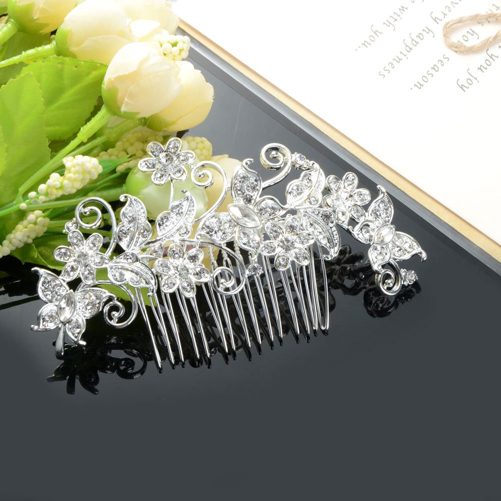 Gentlecarin Pack of 5 Vintage Bling Crystal Hair Comb for Women Princess Luxury Style