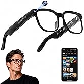 AI Smart Glasses with Camera, 4K Video, Real-Time Translation, AI Assistant | Object Recognition, Open-Ear Speakers, Bluetooth Calling, Transparent Lenses