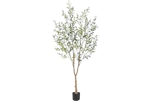 Nafresh Tall Fuller Style Faux Olive Tree，7Ft(84”) Realistic Potted Silk Artificial Olive Tree， Fake Olive Trees Indoor with Green Leaves and Big Fruits for Home Office Indoor Floor Decor.