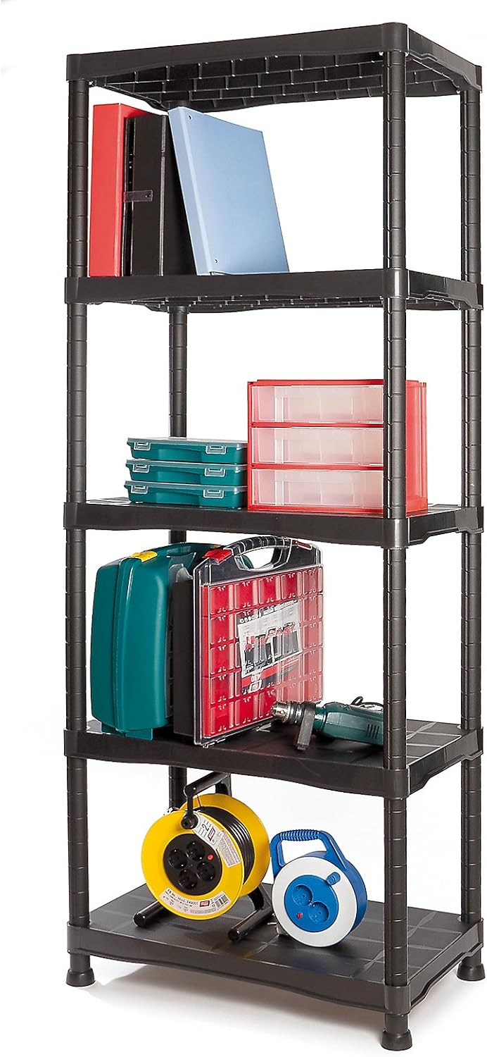 Tayg Plastic Shelving Unit mod. 745, Black, 700x400x1800mm - Image 3