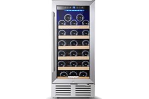 BODEGA 15 Inch Wine Cooler Under Counter, 26 Bottles Mini Fridge Wine Cooler Refrigerator, with Double-Layer Glass Door,Temperature Memory and Digital Temperature Control,Built-in or Freestanding