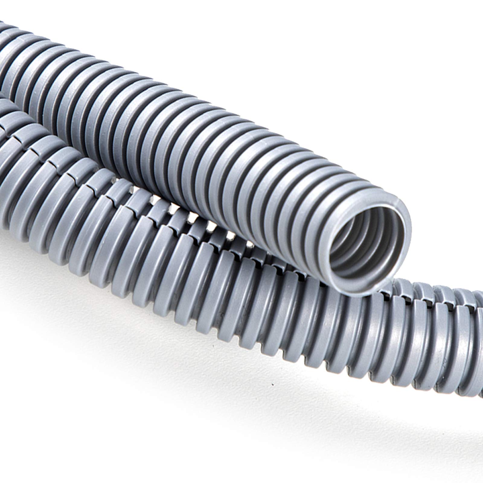 ZhiYo 20FT 1/2'' Wire Loom Split Tubing Auto Electrical Conduit Flexible Cover, Grey — image 1