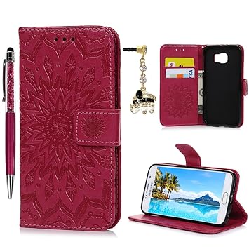 Geniric Flip Handy Hülle für Samsung Galaxy S6 Leder Wallet Cover Stand Case Card Slot Tasche Karteneinschub Magnetverschluß 