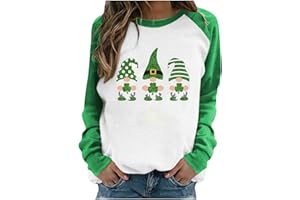 HOMISY 2024 Valentine's Day/St. Patrick's Day Long Sleeve Shirts Women Cute Heart Tops Casual Loose Fit T-Shirts Holiday Blouses