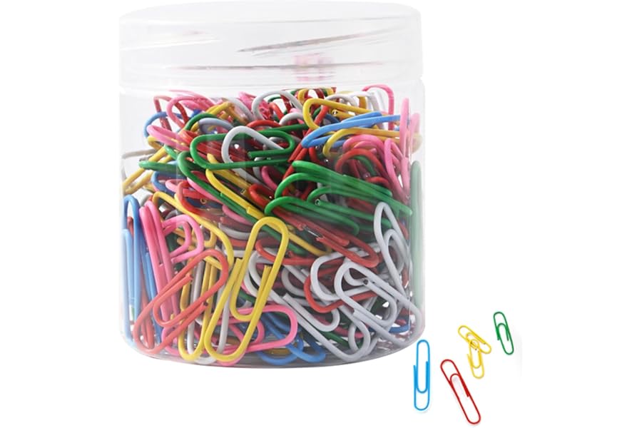 Colorful 1.1in Paper Clips – Heavy Duty, Ideal for Office, School & Home Use – Pack of 500 Lawn, Yard, Deck Cleaning 1