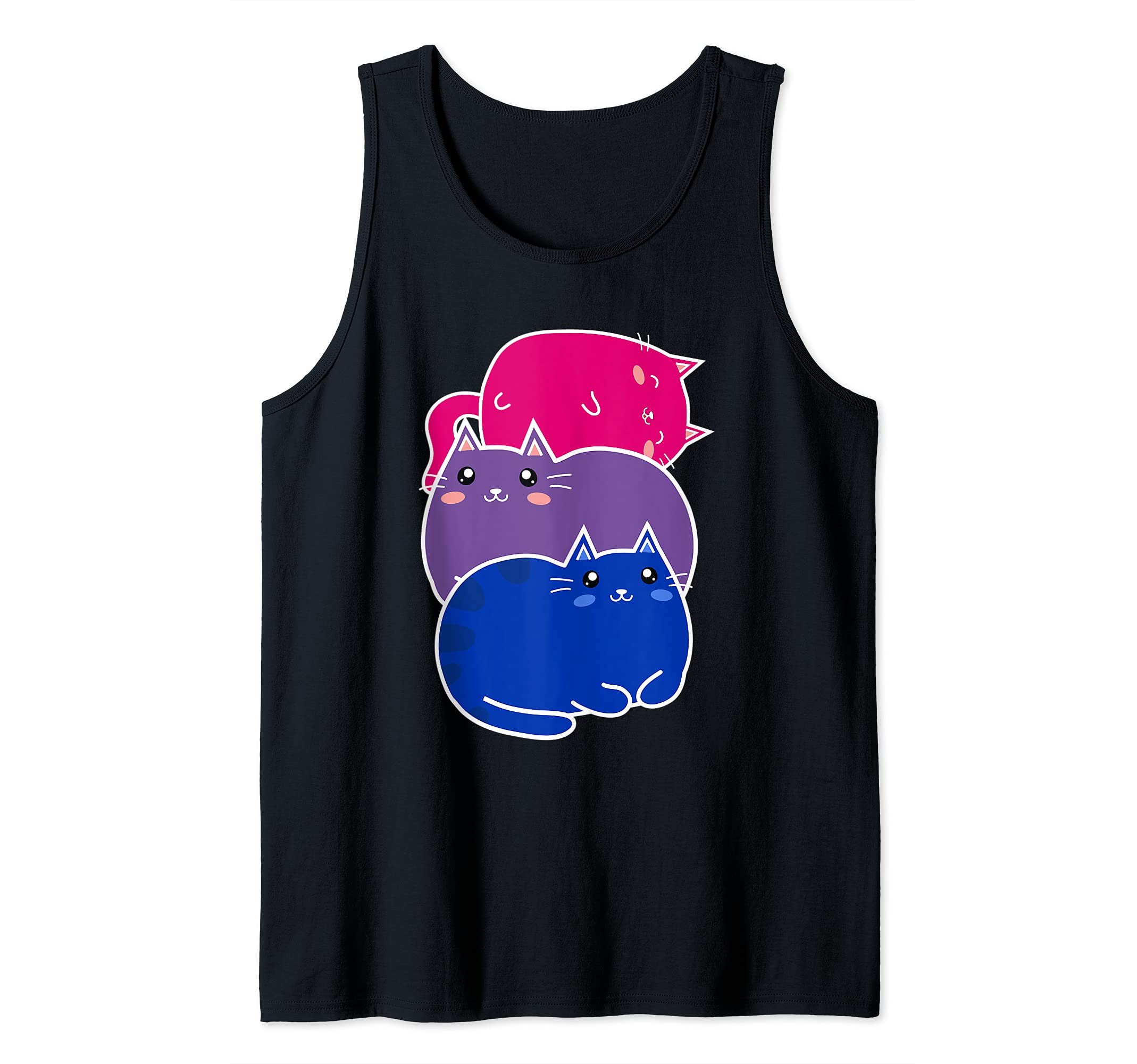 Bisexual Pride Kawaii Kitty Cat Stack Cute Anime style Tank Top
