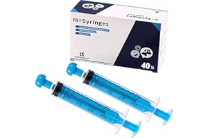 Gufastore 40pcs 10ml Syringes with Caps for Industry Lab Pet Feeding (Blue)