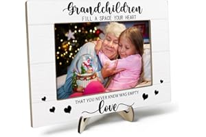 KLYTINK Grandparents Picture Frame, Grandchildren Picture Frame, Newborn Baby Gift for Grandma Grandpa, Birthday Gifts, Grandchildren Fill Your Heart with Love, Home Office Bedroom Desk Decor, 4x6Inch Photo (White-Grandchildren)