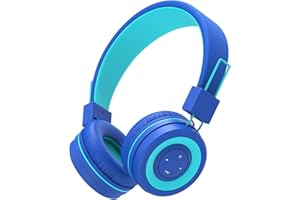 iClever Kids Bluetooth Headphones, BTH02 93H Playtime Type C Fast Charging, 85 dB Safe Volume, Bluetooth 5.4, Adjustable Kids Headphones, Foldable Kids Wireless Headphones with MIC for iPad, Blue