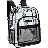 Wrangler Clear Backpack for Girls- Water Resistant Clear Bookbag, Plastic See Through Backpack for Stadium Events and School